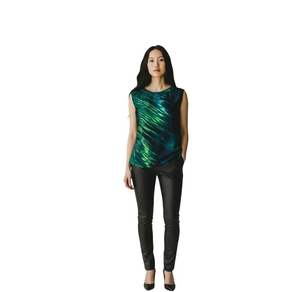 MARNI Made in Italy Green Jungle Print Sleeveless Pocket Tunic Top